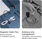 EUREKA ERGONOMIC Magnetic Cable Ties Reusable, 10 Pack Rubber Twist Ties with Strong Magnet for Bundling and Organizing Wire/Cord, Cable Management Clips under Desk Used in Many Ways, Black