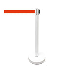 VIP Crowd Control Retractable Belt Stanchion Queue Safety Barrier Set, 36" Ht, 78" Belt (2 WHT Posts Red Belt)