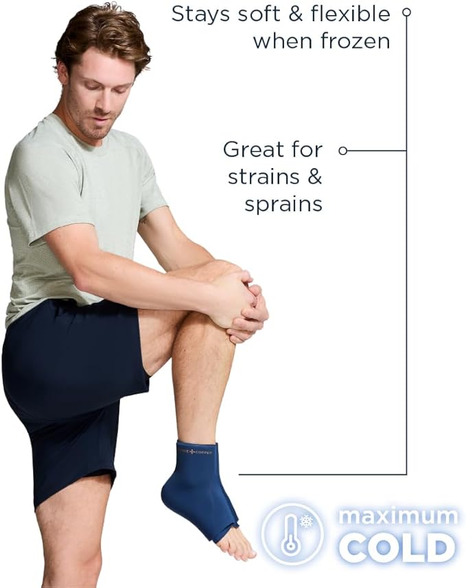 Tommie Copper BetterICE Ice Pack for Knee - Reusable, Flexible, Leak-Free Gel Cold Compress - Dark Navy, Medium