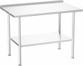 All-Stainless Steel Prep Table, 30 X 48 Inch, with Rounded-Corner Backsplash and Adjustable Undershelf, Heavy-Duty for Outdoor Use,Restaurants,Hotels,Workshops,Kitchens,Gardens, and Garages