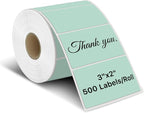 iEager 3" x 2" Thermal Labels, Rectangle Thermal Printer Stickers, Self-Adhesive Durable Sticker with Perforation Line, 500 Labels/Roll, Green