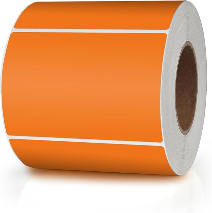Orange Rectangle Stickers 3 x 2 Inch Color Coding Labels Vinyl Roll Self-Adhesive Waterproof Removable 500 PCS
