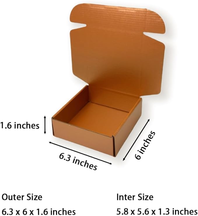 50 Pcs 6.3 x 6 x 1.6 inches Shipping Boxes for Small Business Cardboard Corrugated Mailer Boxes for Shipping Packaging Holidays Craft Gifts Giving Products (Copper, 6.3 x 6 x 1.6")