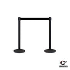 Crowd Control Warehouse CCW Series RBB-100 - Set of 2 Stanchion Retractable Belt Barriers - 11 Foot, Yellow"Cleaning in Progress" Black Letters Belt with Black Post - Easy Assembly