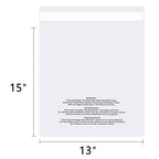 iMailer - 100 Count - 13" x 15" Clear Plastic Poly Bags with Suffocation Warning for Clothing, T-Shirts, Pants-Resealable Adhesive,Not Strong