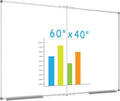 JILoffice Large Foldable White Board 60x40 Inches, Dry Erase Magnetic White Board, Silver Aluminum Frame with 2 Detachable Marker Tray Wall Mounted Board for Office Home and School