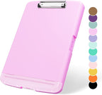 Plastic Clipboard with Storage, 8.5 x 11 Storage Organization Box Side-Opening, Heavy Duty Clip Board with Pen Holder and Paper Folder for Nurses, Teachers, Office & School Supply, Dark Pink