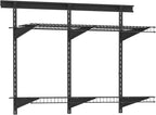 ClosetMaid MaxLoad Heavy Duty Wall Shelf Kit for Garage, 2 Shelves, Adjustable ShelfTrack Wire Shelving, Black Finish