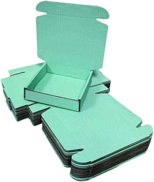 15 Pcs 5.1 x 5.1 x 1.2 inches Mini Size Shipping Boxes Corrugated Cardboard Mailer Boxes Bulk for Packaging Business Mailing Gift,Mini Mailer Boxes for Packaging (Mint green, 5.1 x 5.1 x 1.2")