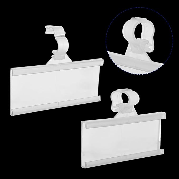 200 Pcs Plastic Wire Shelf Label Holders with 200 Blank Cards - Reusable Snap Lock Price Tag Holders for Supermarket, Retail Store, Pantry Organization - Tight Grip for Wire Shelving (3" x 1.34")