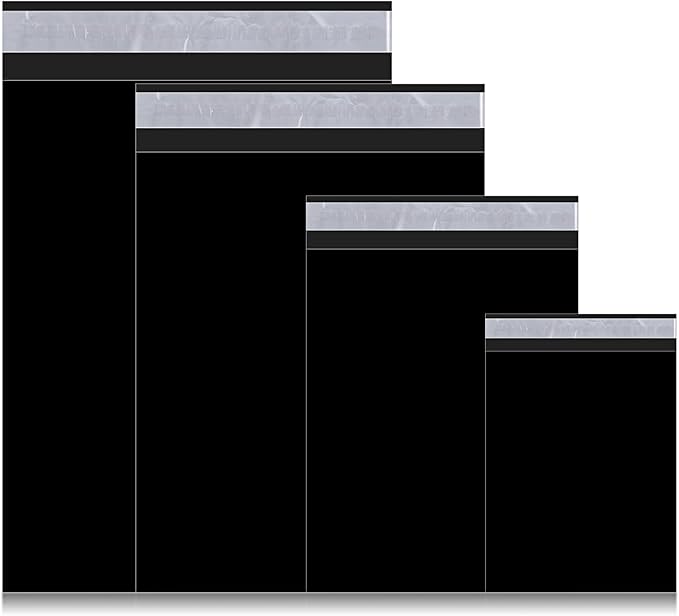 Outus 120 Pcs Poly Mailer Envelope 4 Sizes Shipping Bags Self Adhesive Clasp Envelope Self Adhesive Tear Proof Mailing Covers(8 x 12 In, 10 x 14 In, 13 x 18 In, 15 x 20 in,Black)