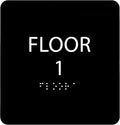 Black ADA Floor 1 Sign with Braille – Made from Durable Acrylic and Ready to Mount