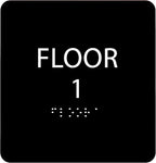Black ADA Floor 1 Sign with Braille – Made from Durable Acrylic and Ready to Mount