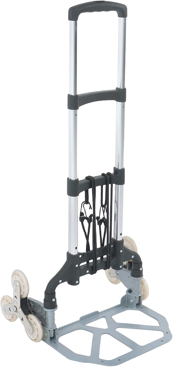 findmall Climbing Trolley Stair Climbing Cart 180 Lbs Aluminum Alloy Folding Adjustable Silent Wheels Heavy-Duty Folding Trolley Cart for Shopping Moving Warehouse