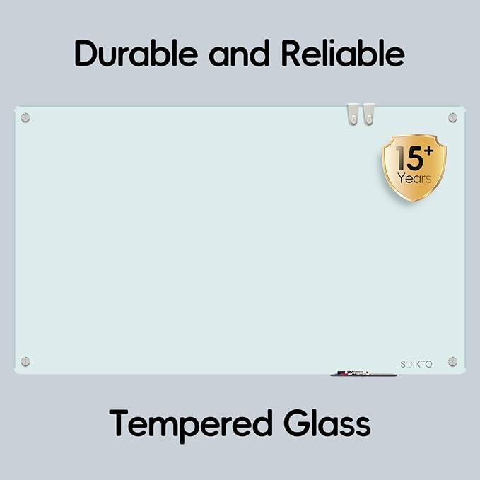 Glass Whiteboard - Glass Dry Erase Board 36" x 60" Magnetic White Board Writing Board White Boards for Walls Wall Office Home