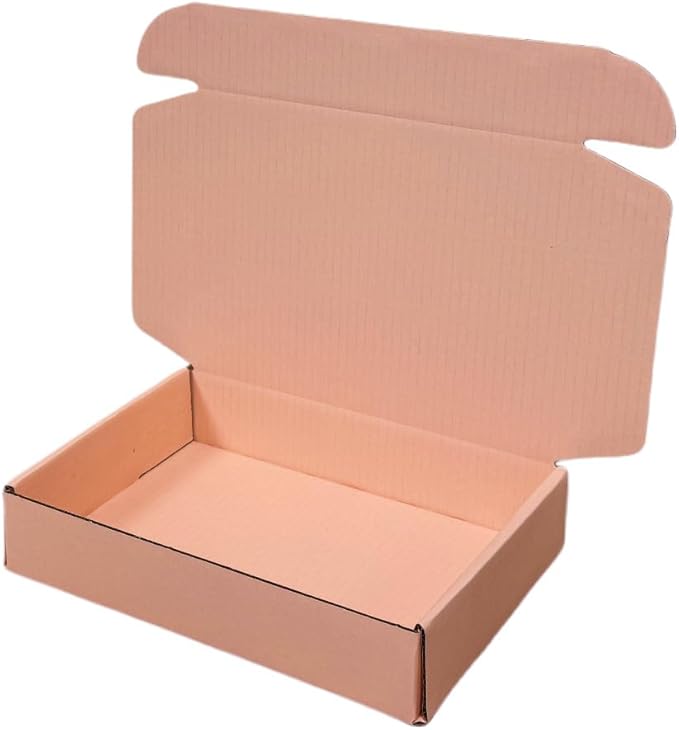 50 Pcs 11.8 x 8.5 x 2 inches Large Size Corrugated Cardboard Gift Boxes Recyclable Shipping Boxes for Packing Jewelry Ornament Gift Craft Packaging Supplier (Powder Pink, 11.8 x 8.5 x 2")