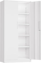 Crownland 72" Metal Storage Cabinet, Lockable Garage Storage Cabinets, High Office Cabinet with Adjustable Shelves for Home Office, Garage, Classroom, Pantry, File(White-Narrow Size)