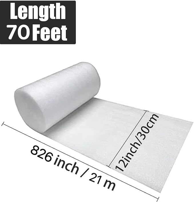12"x 70' Foam Wrap Rolls for Moving Packing Foam Roll Packing Materials Shipping Packing Moving Supplies, Thick Cushion packaging wraps for Protect Glasses,Fragile Items,Dishes