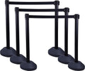6 Pack 42Inch Crowd Control Stanchions with 10ft Black Retractable Belt Crowd Control Barriers 13 Inch Water-Filled Base Retractable Stanchions for Traffic Control (Black)