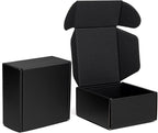 Mcfleet 4x4x2" Black Shipping Boxes - Corrugated Cardboard Mailing Box Packaging for Small Business - Tab Locking Literature Mailer Flat Empty Gift Packing Supplies 24 Pack