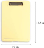 Clipboard with Storage Slim Folding for Nursing, Teachers, Coaches & Office, Plastic Heavy Duty with Pen Holder (9.5” x 13.5”) (Yellow)