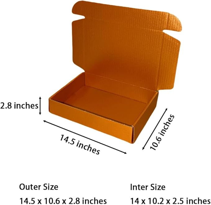 20 Pcs 14.5 x 10.6 x 2.8 inches Corrugated Cardboard Gift Boxes Recyclable Shipping Boxes for Packing Jewelry Ornament Gift Craft Packaging Supplier (Copper, 14.5 x 10.6 x 2.8")