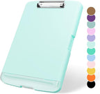 Plastic Clipboard with Storage, 8.5 x 11 Storage Organization Box Side-Opening, Heavy Duty Clip Board with Pen Holder and Paper Folder for Nurses, Teachers, Office & School Supply, Light Blue