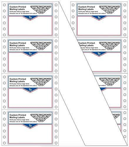 Shipping Stickers, Custom Printed Continuous Pinfeed - Your Logo, Image or Text Imprinted 1-Color, Pinfed, 4" x 3" for Business Mailing (5000)