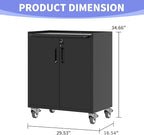 Metal Garage Storage Cabinet on Wheels, Lockable Rolling Tool Cabinet with Doors and Shelves, Heavy Duty Mobile Steel Cabinet for Garage Warehouse Workshop