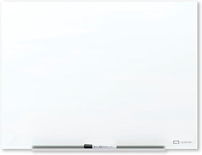 Quartet Magnetic Glass Dry Erase White Board, 4' x 3' Anti-Glare Whiteboard for Wall, InvisaMount Frameless, White (Q014735F01IMW)
