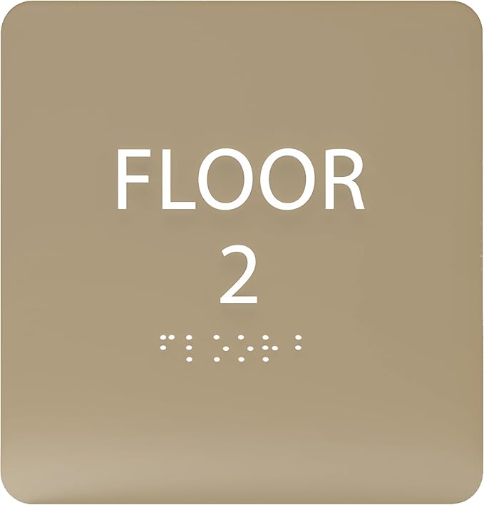 6" X6" Floor 2 Sign - ADA Compliant Tactile Graphics Grade 2 Braille Text Acrylic Wall Signs - Directional Assistance, Floor Number Safety Sign for Office, school Hospital, Apartment