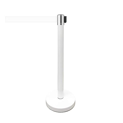 VIP Crowd Control Retractable Belt Stanchion Queue Safety Barrier Set, 36" Ht, 78" Belt + Wall Bracket (6 WHT Posts WHT Belt + SFrame + WBracket)