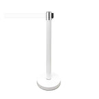 VIP Crowd Control Retractable Belt Stanchion Queue Safety Barrier Set, 36" Ht, 78" Belt (2 WHT Posts White Belt)
