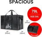 NZ home Durable PRO Insulated Cooler Bag and Food Warmer (3XL, 2 Pack) for Delivery & Grocery Shopping with Zippered Top, Black Commercial Grade