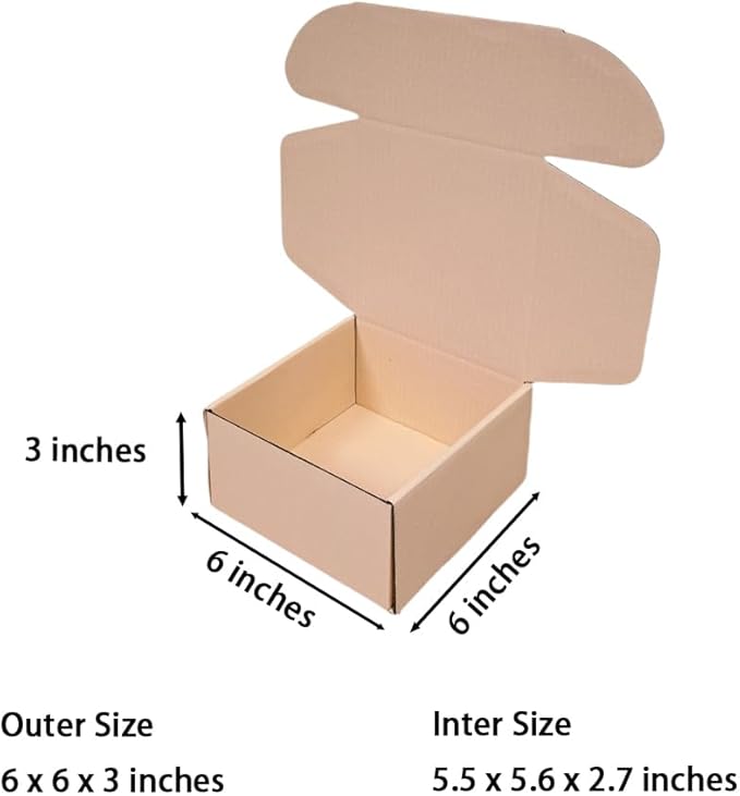 15 Pcs 6 x 6 x 3 inches Corrugated Cardboard Gift Boxes Recyclable Shipping Boxes for Mailing & Holidays, Wedding, Birthday, Gifts Packaging (Powder Pink, 6 x 6 x 3")