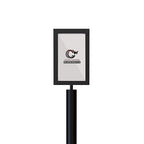 Floor Standing Sign Frame with Steel Low Profile Base, 7 inches by 11 inches Vertical Sign Frame, Black Post
