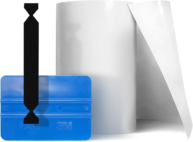VViViD Clear Gloss Paint Protection Bulk Vinyl Wrap Film 8 Inch Roll Including 3M Squeegee and Black Felt Applicator (8 Inch x 60 Inch)