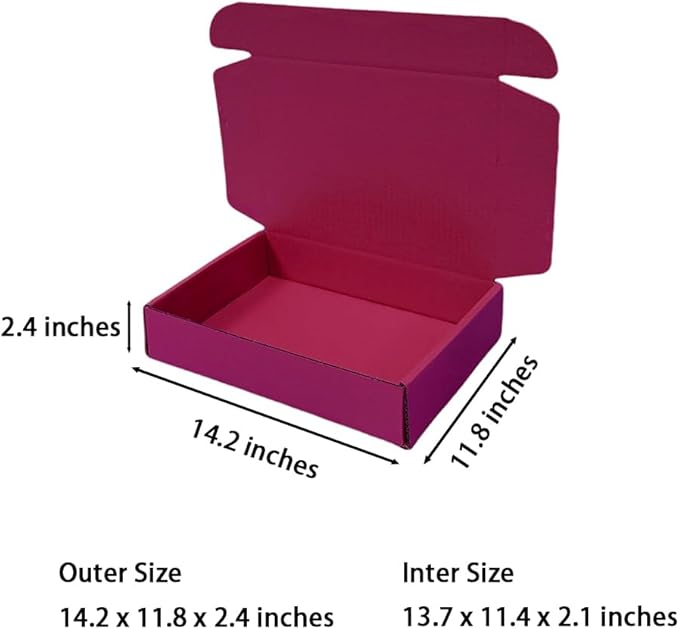 12 Pcs 14.2 x 11.8 x 2.4 inches Large Szie Corrugated Cardboard Gift Boxes Recyclable Shipping Boxes for Mailing & Holidays, Wedding, Birthday, Gifts Packaging (Cranberry, 14.2 x 11.8 x 2.4")
