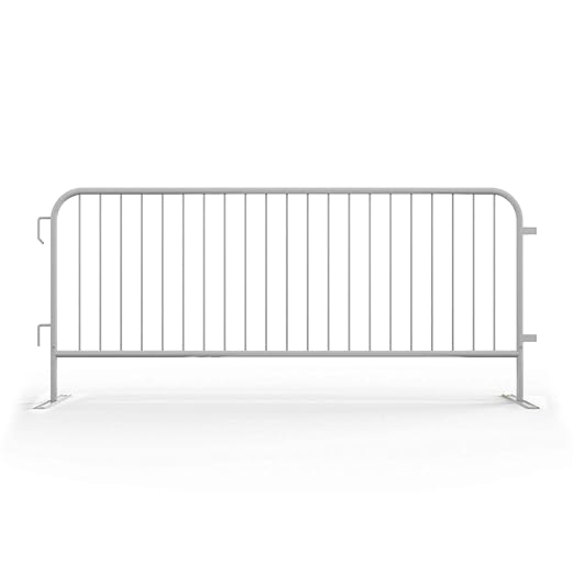 Angry Bull Barricades Metal Interlocking Steel Barricade (8.5 Ft. Heavy Duty, Flat Feet, White Powder Coated, Set of 20)