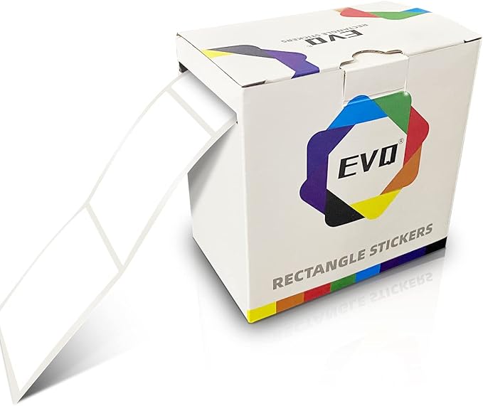 White Rectangle Sticker Labels 3×2 Inch Vinyl Stickers Color Coding Name Tags Roll Removable Waterproof 300 per Dispenser Box