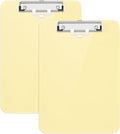 Hongri Plastic Clipboard with Pen Holder, Yellow 8.5x11 Letter Size Clip Board for Classroom, Office, Students, Nurses and Women, Low Profile Clip, Size 12.5 x 9 in(Pack of 2)