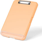Rimilak Plastic Clipboard with Storage, 8.5 x 11 High Capacity Folio Nursing Case with Pen Holder, Size 14.2 x 9.6 x 1.2″ Folder Side-Opening for Classroom, Teacher, Smooth Writing, Pale Orange