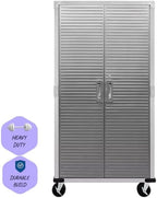 Heavy Duty Storage Solid Stainless Steel Cabinet with Lockable, Adjustable Shelf, Metal Garage Organizer (Granite, 36" W x 18" D x 72" H)