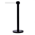 VIP Crowd Control Retractable Belt Stanchion Queue Safety Barrier Set, 36" Ht, 78" Belt + Wall Bracket (6 Posts White Belt + SFrame + WBracket)