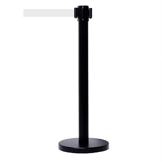 VIP Crowd Control Retractable Belt Stanchion Queue Safety Barrier Set, 36" Ht, 78" Belt + Wall Bracket (6 Posts White Belt + SFrame + WBracket)