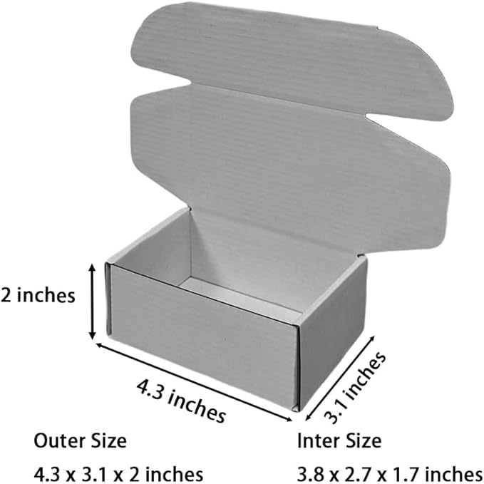50 Pcs 4.3 x 3.1 x 2 inches Mini Size Corrugated Cardboard Gift Boxes Recyclable Shipping Boxes for Packing Jewelry Ornament Gift Craft Packaging Supplier (Gray, 4.3 x 3.1 x 2")