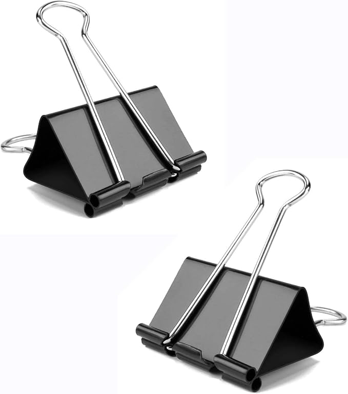 Black Binder Clips, 72 Pack, Non-Standard 41mm, 1.6 Inch, Large Clips, Capacity 0.66 Inch, Paper Clips, Office Clips, Office and School Supplies