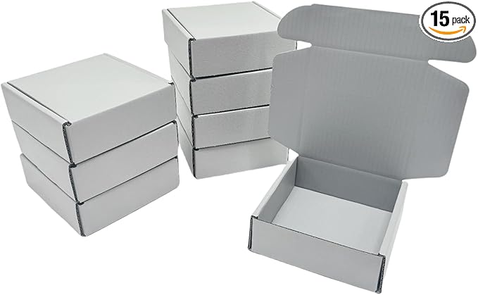 15 Pcs 4.7 x 4.7 x 1.6 Inches Mini Size Corrugated Cardboard Gift Boxes Recyclable Shipping Boxes for Packing Jewelry Ornament Gift Craft Packaging Supplier (Gray, 4.7 x 4.7 x 1.6")
