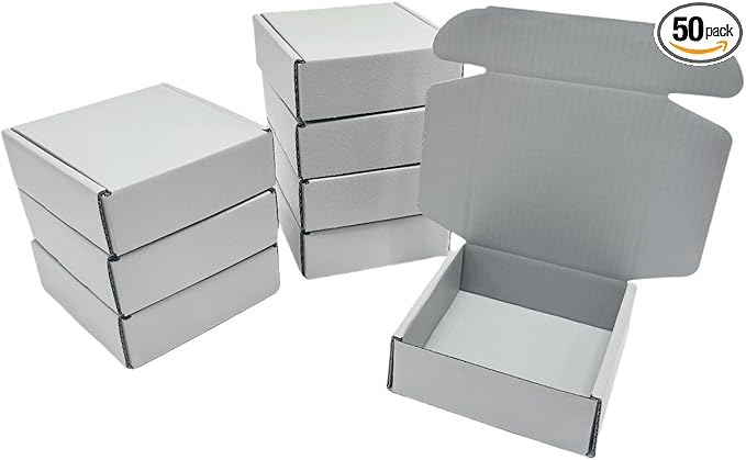 50 Pcs 6.3 x 6 x 1.6 inches Shipping Boxes for Small Business Cardboard Corrugated Mailer Boxes for Shipping Packaging Holidays Craft Gifts Giving Products (Gray, 6.3 x 6 x 1.6")