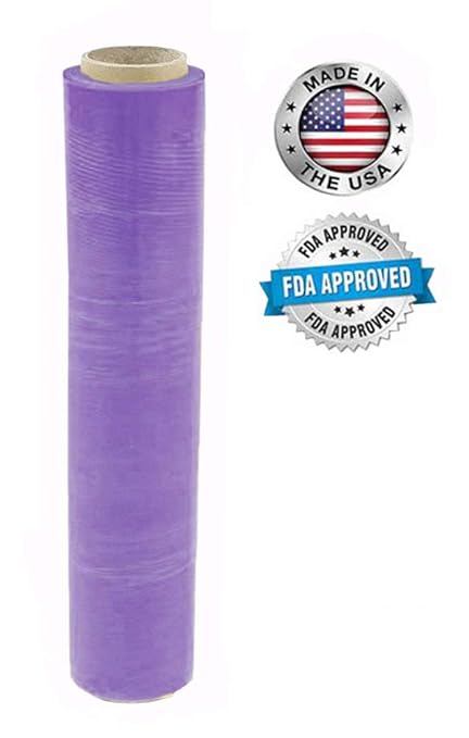 APQ 4 Rolls of Blown Hand Stretch Film 18" x 1500'. Purple Hand Stretch Wrap, 80 Gauge. Tear Resistant Residue Free Film for Moving, Shipping, Wrapping. Industrial Grade Pallet Shrink Wrap Film.